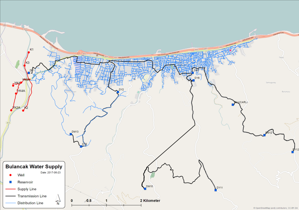GIS of newly built water supply system of Bulancak, Turkey